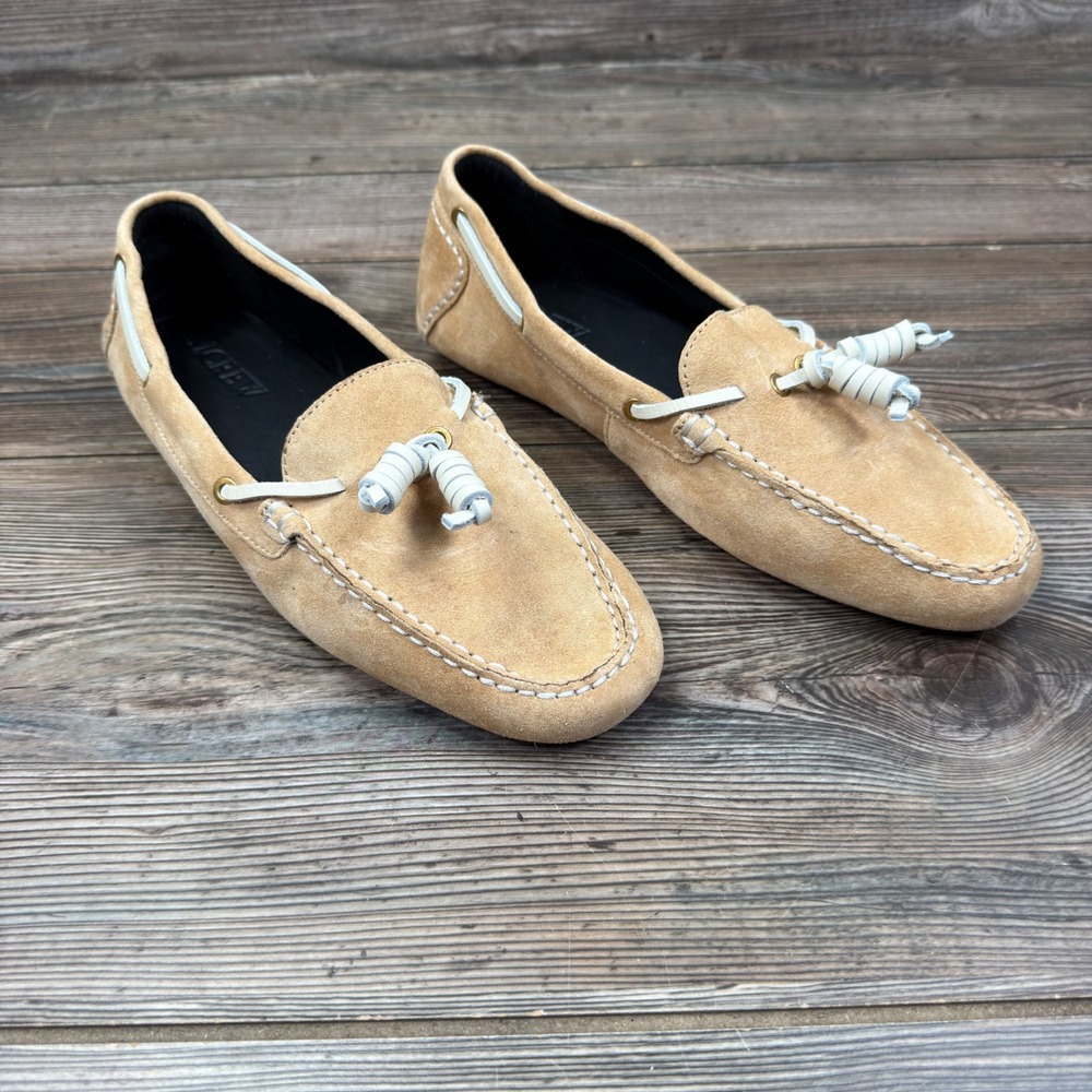 J.Crew Womens Size 10 Driving Loafers Moccasins Cinnamon Tan Suede Tassel CX062
